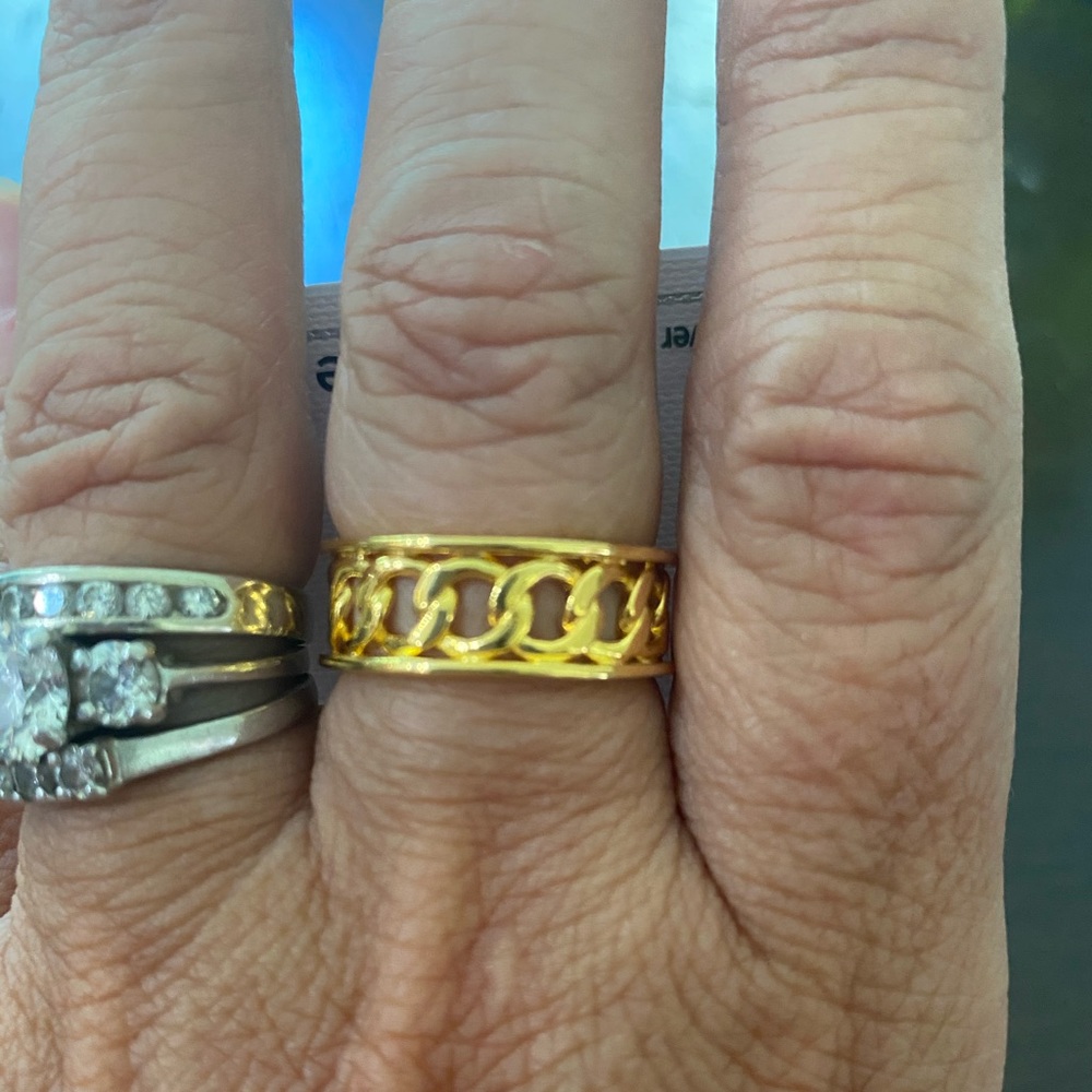 14K Gold Vermeil Curb Chain Band Ring Size 9